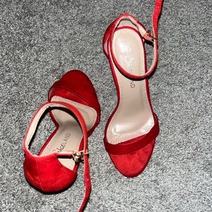 SUEDE RED STILETTO HEELS